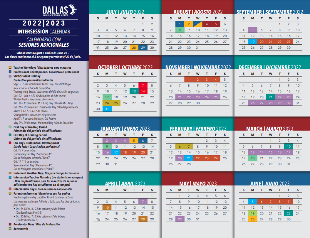 Intersession School Calendar (2022-2023) 
